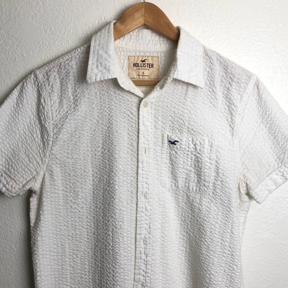 White Casual Short-Sleeve Hollister Button Up - Picture 1 of 3